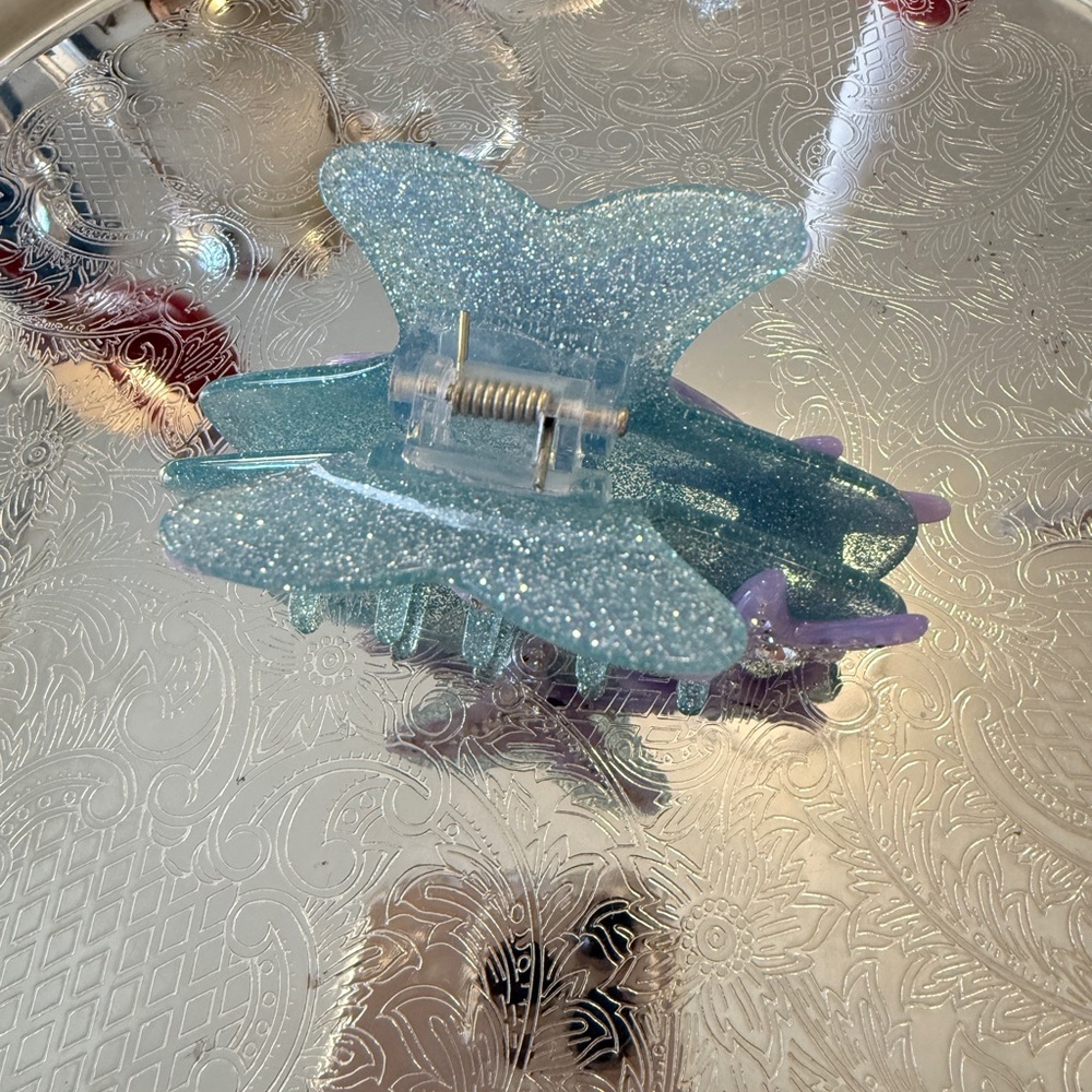 Purple/blue/ glitter/ Starfish/ Rhinestones/lavender/black hair clip - Picture 8 of 9